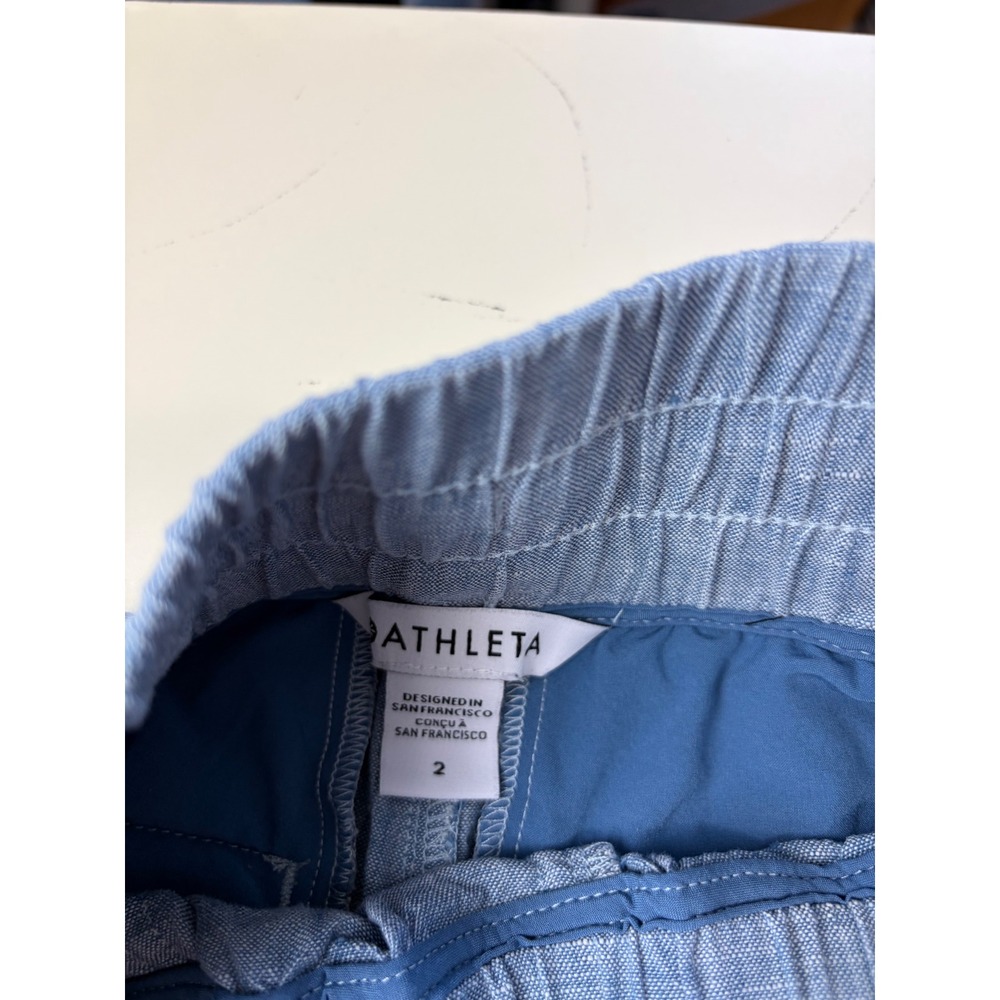 Athleta Cabo Linen Wide Leg Pants Chambray Drawstring Size 2 Resort European - Picture 6 of 8